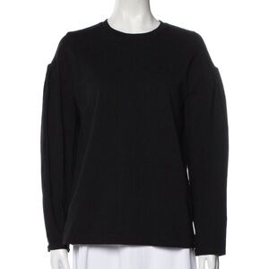 Tibi long sleeve crew neck drop shoulder black heavy cotton tee size 10